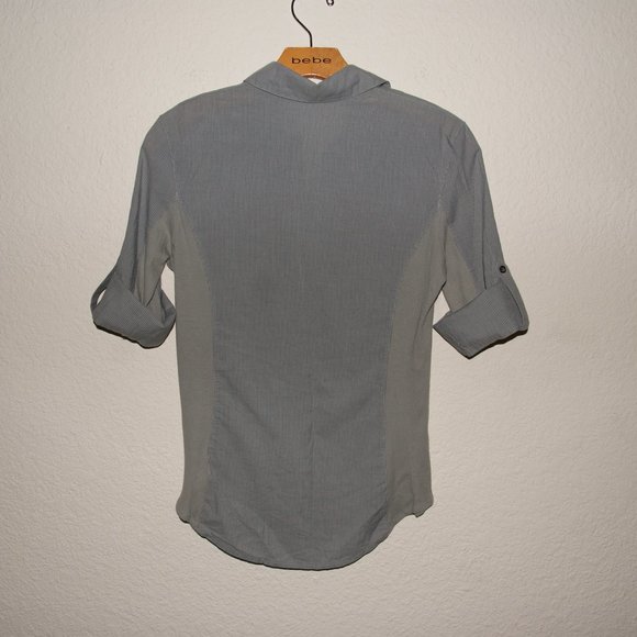 JAMES PERSE Gray Striped Contrast Panel Shirt 2/M - Picture 5 of 11
